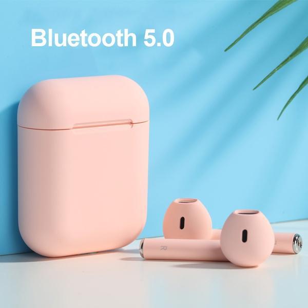 i12 TWS Bluetooth 5.0 Earbuds, True Wireless Bluetooth Earphones headset Auto Connection, Touch Control & Wireless charging Headset with Charging Case & Cable