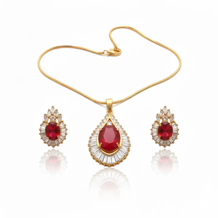 Luxury%20Women%20Jewelry%20Sets%20Rose%20585%20Gold%20Color%20%E2%80%93%20Red%20Stone%20Heart%20Shape%20Bridal%20Jewelry%20Set%20%7C%20Trendy%20Earring%20&%20Pendant%20Set%20for%20Ladies%20%7C%20Shining%20Gold%20Jewelry%20-%20Image%203