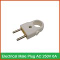 2Pcs- HOLE With Electrical Power Plug AC 250V 6A 2 Pin European Standard EU Male Plug Power Adapters Power Connector Cable Cord Male Plug Socket Plug Adapters Detachable Plug.