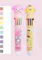 Sanrio Press Ten Color Ballpoint Pen Cartoon Kawaii Kuromi Multi-color Students Gel Pen Melody Sanrio Stationery Write Cute Pens. 