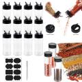 Double Outlet Plastic Spice Jars Bottle With Shaker Lids Labels Sticker Seasoning Containers For Herbs Powders Pepper.