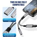 Headphone Jack Adapter 2 in 1 USB Type C To 3.5mm Audio Adaptor PD 60W Aux Cable For Samsung S23 Ultra Note 20 10+ Xiaomi Huawei. 