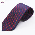 Matte Navy Blue & Red Embroidery Men Neck Tie.