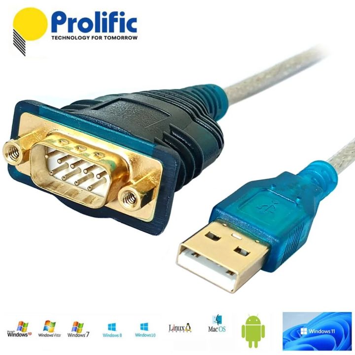 Prolific PL2303 DB9 to USB-A USB-B USB-C Micro USB RS232 Serial Cable for Tablet Laptop PLC to MCU CPU Control or Communication