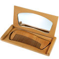 Wood Comb Mirror Box Packing Mushu Folding Mirror Small Wooden Comb Portable Mirror Comb Women Makeup Anti-Static New Brand. 