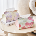 Leather Tulip Drawer Modern Tissue Box Creative Napkin Case Home Decoration Office Desktop Ornaments Simple Tissue Storage. 