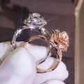 Rose Gold Plated Simulated Diamond Rings Rose Classic Wedding Rings for Women Girls.