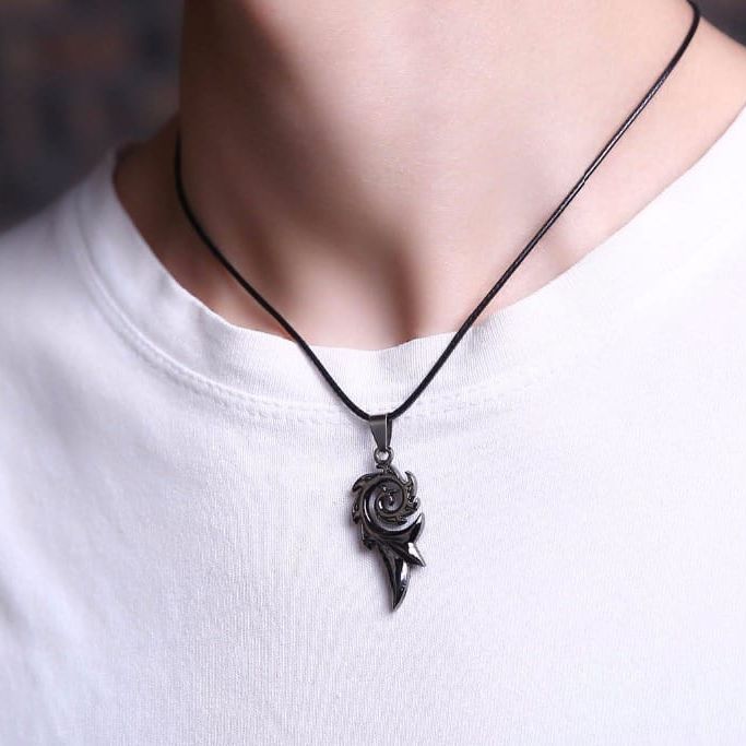 Black Rope Chain Stainless Steel Men Flame Dragon Pendant Necklace For Men