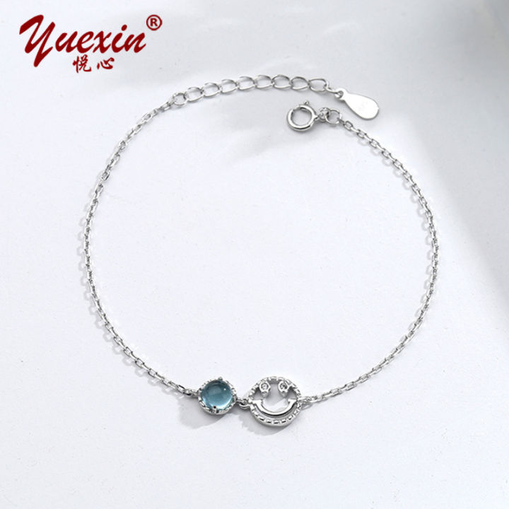 【Limited edition】 S925 sterling silver smile bracelet female creative cute ins net red bracelet light luxury temperament hand ornament