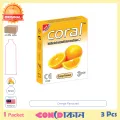 Coral Orange Flavoured Condom 1 Packet (3 Pcs). 
