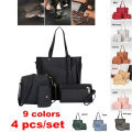 9 Colors Ladies Leather Bag Set 4pcs Shoulder Bag Handbag Messenger Bag Set Mzea.