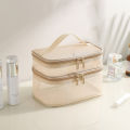 1pcs Mesh Makeup Bag for Women Double Layer Travel Cosmetics Storage Bag for Girls Ladies Large Capacity Transparent Mesh Wash Bag.