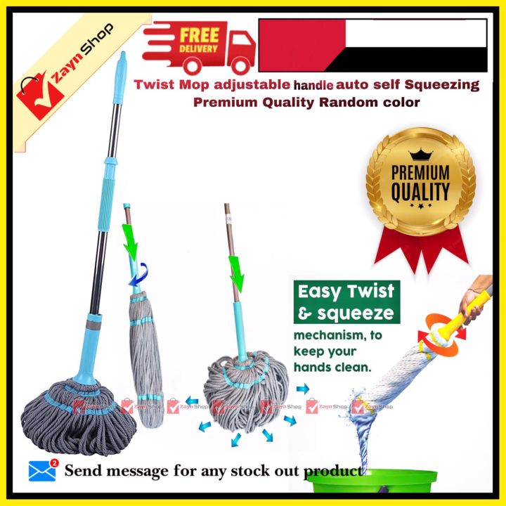 Twist Mop adjustable handle auto self Squeezing Premium Quality 1 pcs Random color