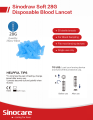 Sinocare 50 Pcs Blood Lancet Sinodraw 28G and  Pain-free Lancing Device. 
