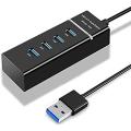 Usb Hub Splitter 3.0- Black Non Slip Ultra Slim High Speed Portable Usb Cable Adapter Length Cable 30Cm - Usb Hub.