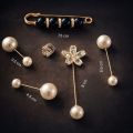 Premium Hijab Pin & Brooch Set - Adjustable Waist Pin for Shari/Dress/Trouser - 2 Pcs Set Stone & Pearl Safety Pins for Women. 