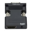 HDMI to VGA Video Converter with 3.5mm Audio – High-Definition Adapter for PS4, PC, Laptop, Monitor, TV, and Projector (HDMI Female to VGA Male). 