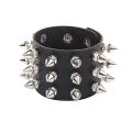 2022 Skull Star Heart Punk Gothic Rock Three Row Metal Stud Spikes Rivet Pu Leather Wristband Bangle Wide Cuff Bracelet Sarcasmsm. 