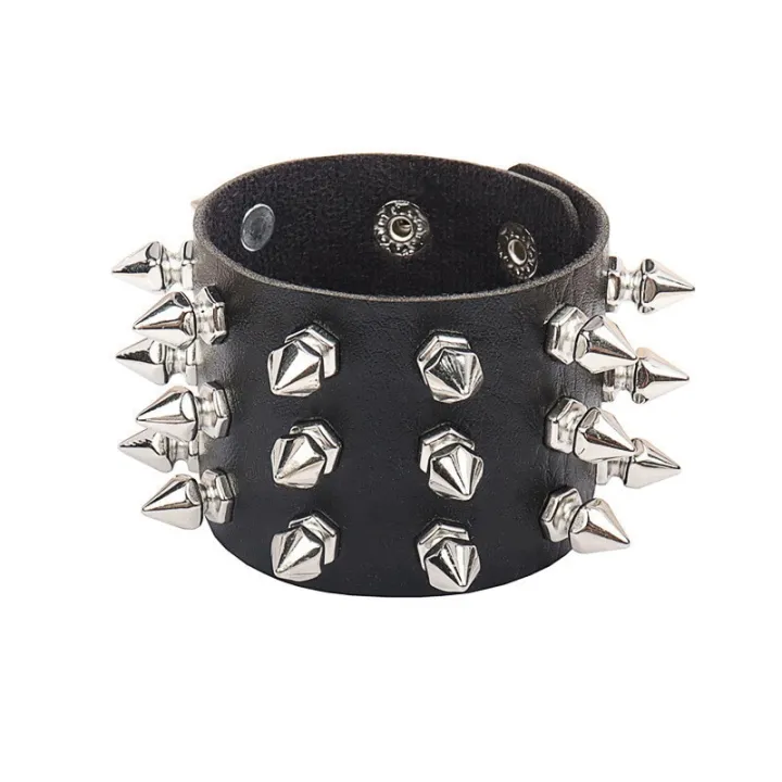 2022%20Skull%20Star%20Heart%20Punk%20Gothic%20Rock%20Three%20Row%20Metal%20Stud%20Spikes%20Rivet%20Pu%20Leather%20Wristband%20Bangle%20Wide%20Cuff%20Bracelet%20Sarcasmsm%20-%20Image%205