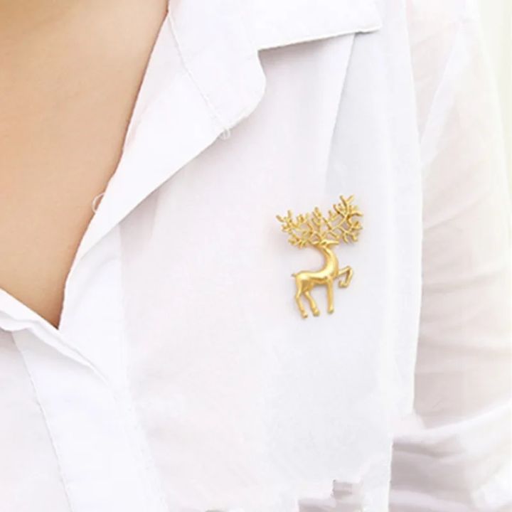 Korean Matte Elk Brooch for Men Retro Artistic Fashion Collar Pin