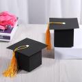 50Pcs DIY Paper Graduation Cap Shaped Gift Box Sugar Chocolate Box Black. 