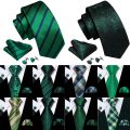 Elegant Stripe Men Tie High Quality Silk Woven Pocket Square Cufflinks Suit Necktie Sets Party Business Gifts Barry.Wang 6523. 