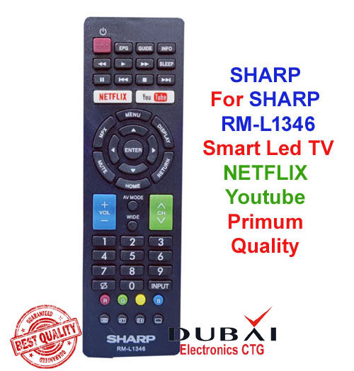 Remote Control For Sharp Smart Led Tv Remote, Netflix &YouTube Option.