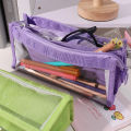 Simple Transparent Mesh Pencil Bag Student Gift Cute School Supplies Pen Case.