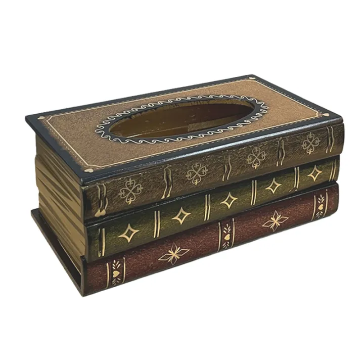 Vintage%20Stacked%20Books%20Design%20Solid%20Wood%20Tissue%20Box%20Holder%20Rectangular%20with%20Easy%20Refill%20Hinged%20Top,Green%20About%2025.5x14.5x10.3CM%20-%20Image%202