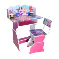 High Quality Pink Color Barbie Cartoon Design Kids Study Table With Chair, Barbie Cartoon Printed Design Kids Wooden Study Table Set. 