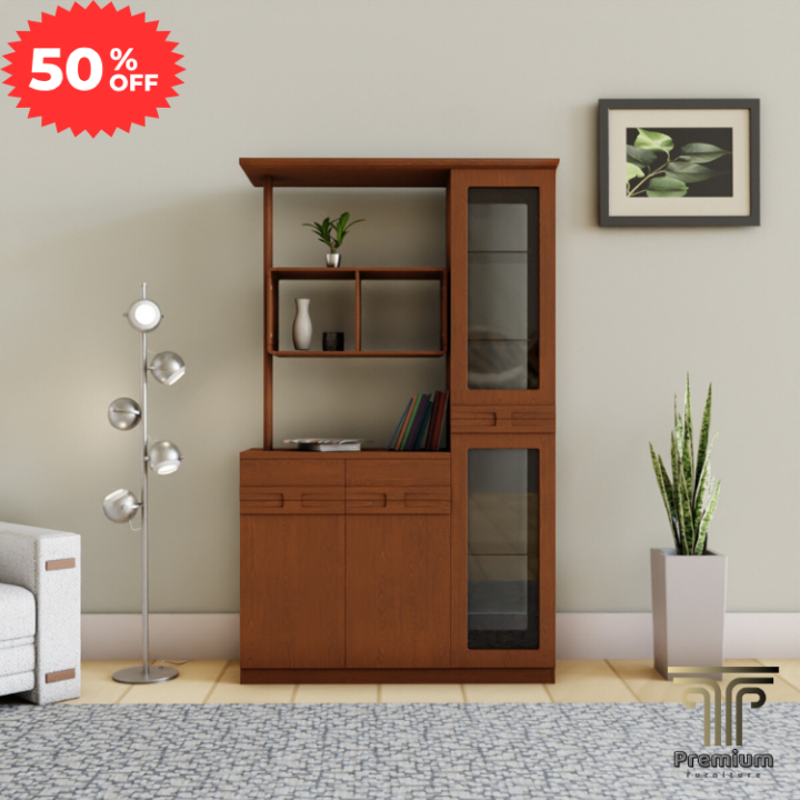 Modern Open Shelves Storage with Double Cabinet Drawers | Premium Design & Quality by Premium Furniture - Minimalistic Sophistication