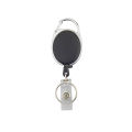 Black Retractable Pull Key Ring ID Badge Lanyard Name Tag Card Holder Recoil Reel Belt Clip Metal Housing Plastic Cover. 