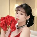 （ Chinese Red ] Elegant French Style Bow Barrettes All-Match Simple Autumn and Winter Hair Accessories Woven Head Clip Women. 