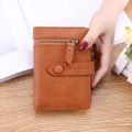 New Ladies Wallet Female Short Japanese and Korean Version Trendy Small Fresh School Girls Multifunctional Folding Small Purse Wallet.