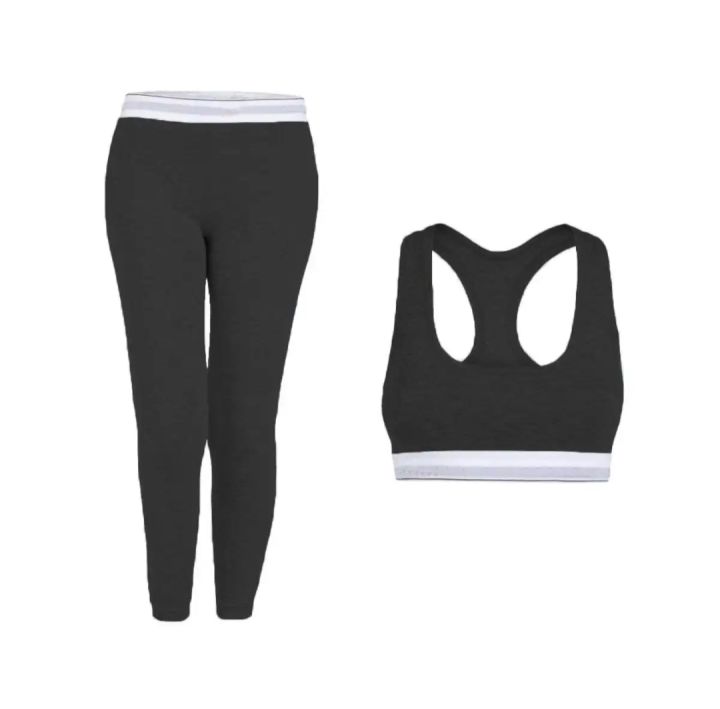 Cotton Bra with Long Leggings Yoga Set for Women