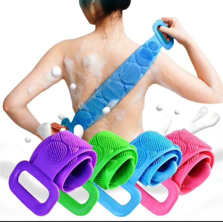 Silicone Body Scrubber Bath Shower Towel,Back Cleaning Shower Strap,Silicone Body Brush, Body Wash Silicone Scrubber Belt for Men Women, Easy to Clean