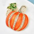 【Tech-savvy】 Enamel Pumpkin Brooches for Women Classic Rhinestone Halloween Brooch Pin Gifts. 