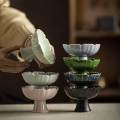 Ceramic Footed Bowl Table Centerpiece Lotus Shaped Dessert Cake Serving Bowl for Dining Table Home.