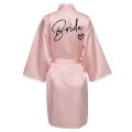 Wedding Party Team Bride Robe With Black Letters Kimono Satin Pajamas Bridesmaid Bathrobe.