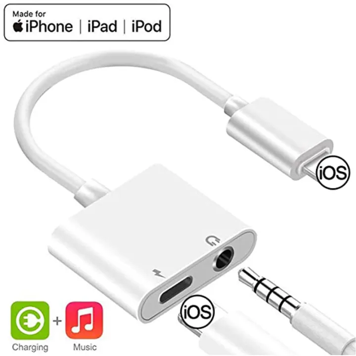 2 in 1 Lightning to 3.5mm Adapter Headphone Jack Splitter Cable For iPhone X 8 7 - Cable Protector