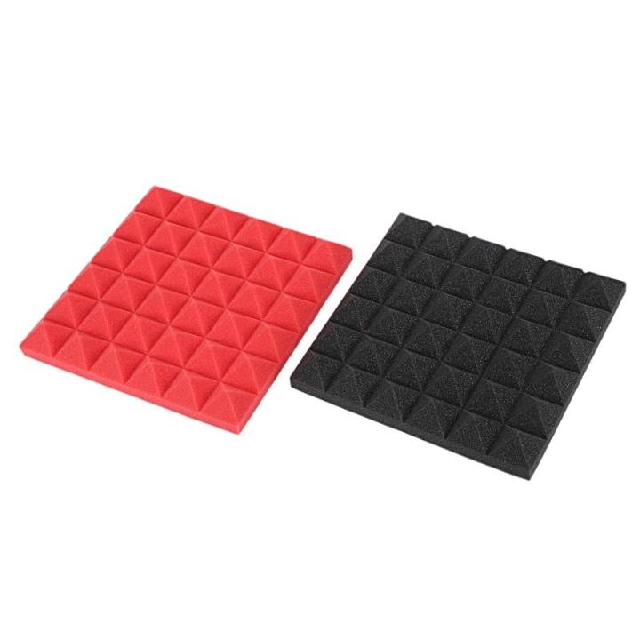 Charcoal%20Acoustic%20Foam%20Tiles%20Soundproofing%20Foam%20Panels%20Studio%20Sound%20Padding%202%20x%2010%20x%2010%20Inch(Black+Red)%20-%20Image%204