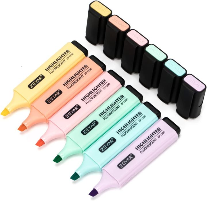 Highlighter Pen Pastel color Highlighter 6pes Set Multi-coloured