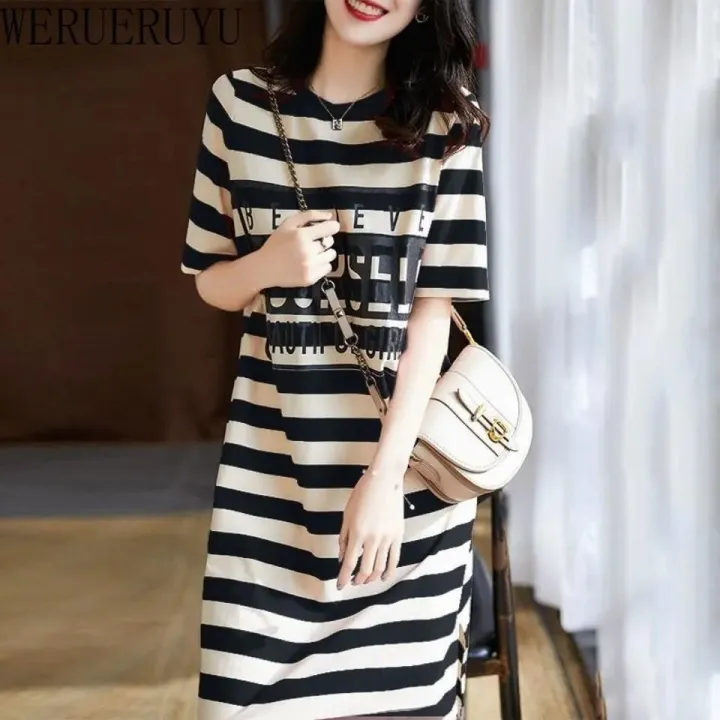 Striped%20Print%20Short%20Sleeve%20Midi%20Dress%20Summer%20Aesthetic%20Clothes%20Korean%20Fashion%20Casual%20Harajuku%20Dresses%20for%20Women%202023%20Vestidos%20-%20Image%203