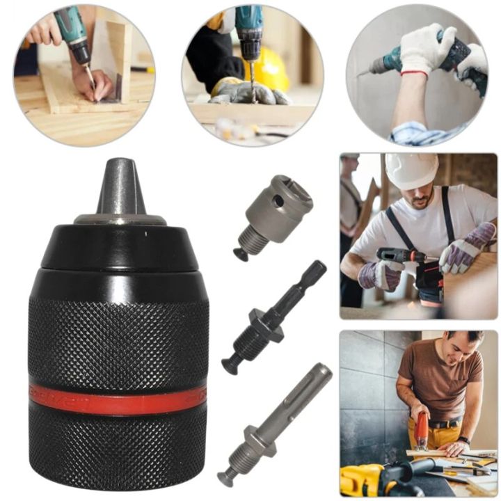 Metal Drill Chuck SDS Shank 1.5-13mm Keyless Electric Drill Chuck Quick Change Converter Mini Keyless Drill Chuck Hardware Tools