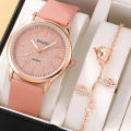 Minimalist Pretty Women Leather Quartz Watch & 1pc Bracelet.