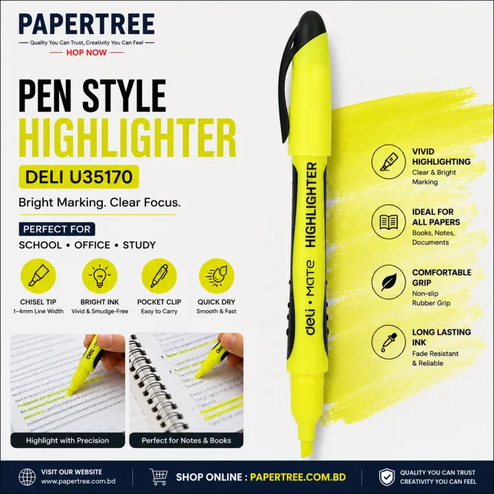 Deli U35170 Pen Style Highlighter Highlighter Pen for School Office & Study Use