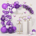 【Buried Buzie】Butterfly Purple Pink Balloon Garland Arch Kit Happy Birthday Party Decor Kids Baby Shower Latex Ballon Wedding Party Supplies.