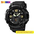 SKMEI 1637 Dual Movement 3 Time Sport Wristwatch Mens Waterproof Electronic Watches montre homme Shockproof Digital Men Watch.