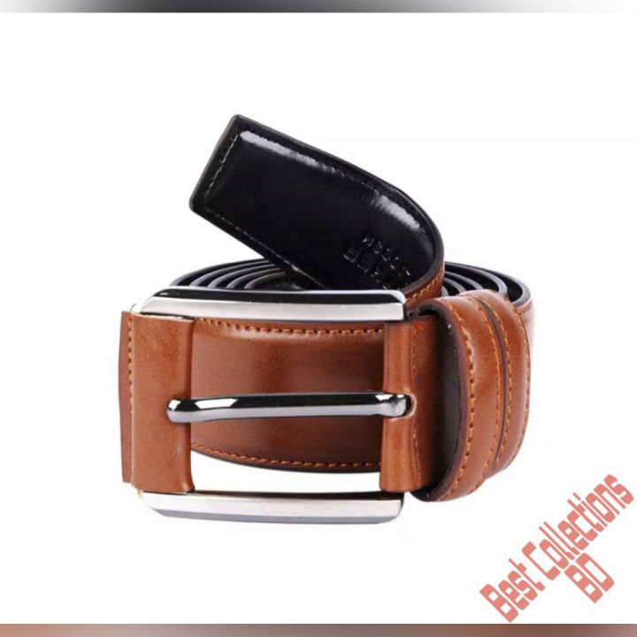 Brown Leather Formal Belt For Men