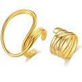 2Pcs/Set Alloy Metal Geometric Opening Rings Adjustable Accessories. 